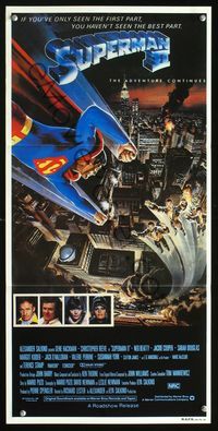 2q240 SUPERMAN II Aust daybill '81 Christopher Reeve, art over New York City by Daniel Gouzee!