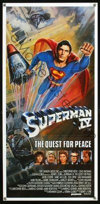 2q242 SUPERMAN IV Australian daybill '87 art of super hero Christopher Reeve by Daniel Gouzee!
