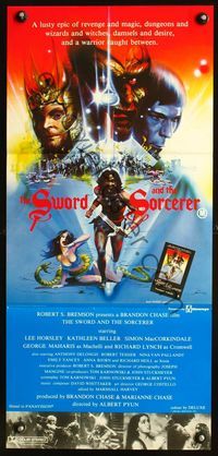 2q244 SWORD & THE SORCERER Aust daybill '82 magic, dungeons, dragons, cool art by Peter Andrew J.!