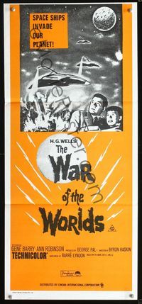 2q254 WAR OF THE WORLDS Aust daybill R70s H.G. Wells classic produced by George Pal, great image!