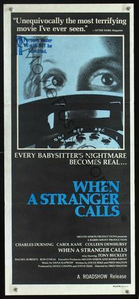 2q257 WHEN A STRANGER CALLS Australian daybill poster '79 every babysitter's nightmare becomes real!