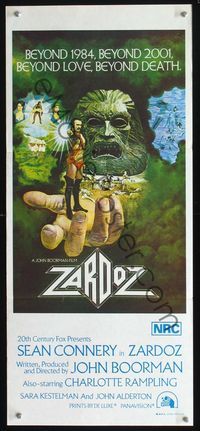 2q259 ZARDOZ Australian daybill movie poster '74 artwork of Sean Connery, John Boorman fantasy!