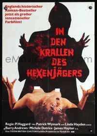 2q067 BLOOD ON SATAN'S CLAW German movie poster '71 sexy naked girl attacked by creepy monster!