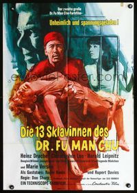 2q068 BRIDES OF FU MANCHU German poster '66 art of Asian villain Christopher Lee by Ernst Litter!