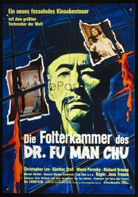 2q069 CASTLE OF FU MANCHU German '72 Jess Franco, cool different art of Asian villain Chris Lee!