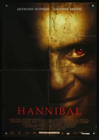 2q086 HANNIBAL German movie poster '00 creepy super close image of Anthony Hopkins as Dr. Lector!