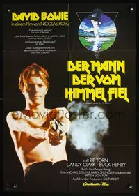 2q093 MAN WHO FELL TO EARTH German '76 Nicolas Roeg, different image of David Bowie shooting gun!