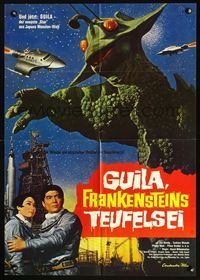 2q104 X FROM OUTER SPACE German poster '72 Uchu daikaiji Girara, cool diferent wacky monster image!