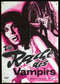 2q071 CURSE OF THE BLOOD-GHOULS German poster '62 cool close up art of female vampire showing fangs!
