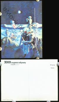 2q006 2001: A SPACE ODYSSEY lenticular Japanese 4x6 postcard '68 Kubrick, art of astronauts on moon!