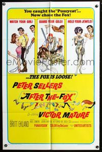 2r039 AFTER THE FOX one-sheet movie poster '66 Caccia alla Volpe, Peter Sellers, Frank Frazetta art!