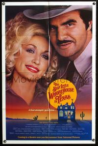 2r097 BEST LITTLE WHOREHOUSE IN TEXAS advance 1sh '82 great close up of Burt Reynolds & Dolly Parton