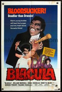 2r106 BLACULA one-sheet '72 black vampire William Marshall is deadlier than Dracula, great image!