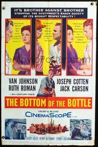 2r112 BOTTOM OF THE BOTTLE one-sheet poster '56 alcoholic Van Johnson, Joseph Cotten, Ruth Roman