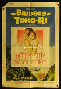 2r118 BRIDGES AT TOKO-RI one-sheet '54 Grace Kelly, William Holden, Korean War, by James Michener!