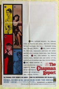 2r137 CHAPMAN REPORT one-sheet '62 Jane Fonda, Shelley Winters, from Irving Wallace sex novel!