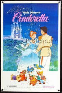 2r146 CINDERELLA one-sheet movie poster R81 Walt Disney classic romantic fantasy cartoon!