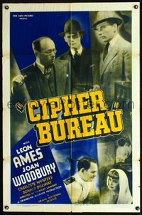 2r010 CIPHER BUREAU one-sheet movie poster '38 cryptographer Leon Ames, Joan Woodbury