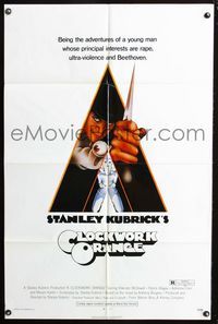 2r151 CLOCKWORK ORANGE one-sheet movie poster '72 Stanley Kubrick classic, Phillip Castle art!
