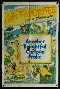 2r155 COLOR FAVORITES stock 1sh '50 Columbia cartoons, cool characters from cartoon frolic!