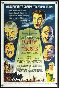 2r156 COMEDY OF TERRORS 1sheet '64 Boris Karloff, Peter Lorre, Vincent Price, Joe E. Brown, Tourneur