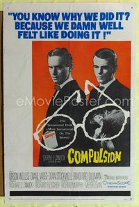 2r157 COMPULSION 1sh '59 crazy Dean Stockwell & Bradford Dillman try to commit the perfect murder!