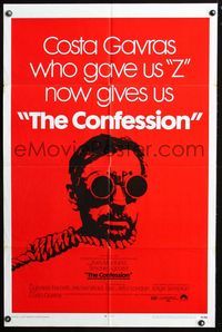 2r158 CONFESSION one-sheet movie poster '70 L'Aveu, Costa Gavras, Yves Montand, wild hangman image!