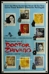 2r220 DOCTOR ZHIVAGO style C one-sheet '65 David Lean English epic, cool art portraits of top cast!