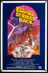 2r240 EMPIRE STRIKES BACK 1sh R82 George Lucas sci-fi classic, cool artwork by Tom Jung!