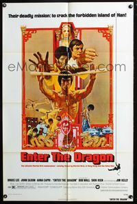 2r247 ENTER THE DRAGON one-sheet '73 Bruce Lee kung fu classic, the movie that made him a legend!