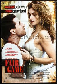 2r252 FAIR GAME DS Advance one-sheet movie poster '95 sexy Cindy Crawford, William Baldwin