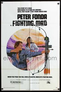 2r265 FIGHTING MAD one-sheet movie poster '76 Jonathan Demme, cool art of archer Peter Fonda!