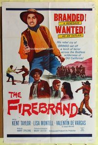2r266 FIREBRAND one-sheet movie poster '62 western gringo outlaw!