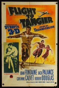 2r275 FLIGHT TO TANGIER one-sheet '53 Joan Fontaine, Jack Palance in new perfected Dynoptic 3-D!