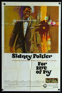 2r279 FOR LOVE OF IVY one-sheet movie poster '68 Daniel Mann, cool artwork of Sidney Poitier!