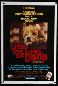 2r281 FOR THE LOVE OF BENJI style B one-sheet movie poster '77 cute image of loveable dog!