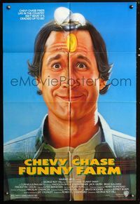 2r292 FUNNY FARM one-sheet movie poster '88 smiling Chevy Chase w/egg on his face by Steven Chorney!