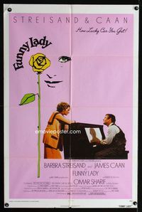 2r293 FUNNY LADY one-sheet movie poster '75 Barbra Streisand watches James Caan play piano!