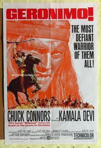 2r302 GERONIMO one-sheet movie poster '62 most defiant Native American Indian warrior Chuck Connors!