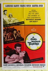 2r308 GIRL NAMED TAMIKO one-sheet poster '62 John Sturges, Laurence Harvey used women without shame!