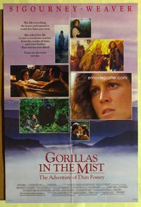 2r319 GORILLAS IN THE MIST DS one-sheet poster '88 Sigourney Weaver as Dian Fossey, in the jungle!