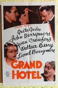 2r320 GRAND HOTEL one-sheet movie poster R62 Greta Garbo, John Barrymore, Joan Crawford