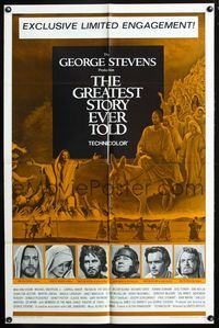 2r326 GREATEST STORY EVER TOLD limited style one-sheet '65 George Stevens, Max von Sydow as Jesus!
