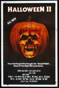 2r334 HALLOWEEN II one-sheet poster '81 cool jack-o-lantern skull image, the night HE came home!