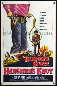 2r340 HANGMAN'S KNOT one-sheet movie poster R61 cool image of Randolph Scott by noose, Donna Reed