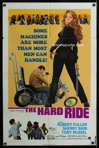 2r345 HARD RIDE one-sheet poster '71 Robert Fuller, sexy biker, AIP, more than most men can handle!