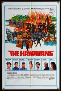 2r354 HAWAIIANS one-sheet movie poster '70 Charlton Heston, from James A. Michener's epic novel!