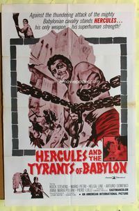 2r372 HERCULES & THE TYRANTS OF BABYLON 1sheet '64 Ercolecontro I tiranna di Babilonia, Peter Lupus
