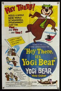 2r378 HEY THERE IT'S YOGI BEAR one-sheet poster '64 Hanna-Barbera, Yogi's first full-length feature!