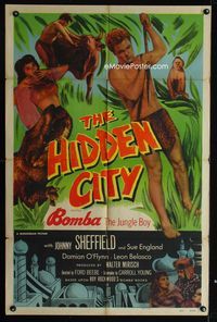2r379 HIDDEN CITY one-sheet poster '50 great images of Johnny Sheffield as Bomba the Jungle Boy!